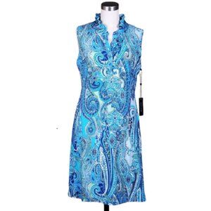 Tommy Hilfiger Aqua Blue Paisley Flare Dre…